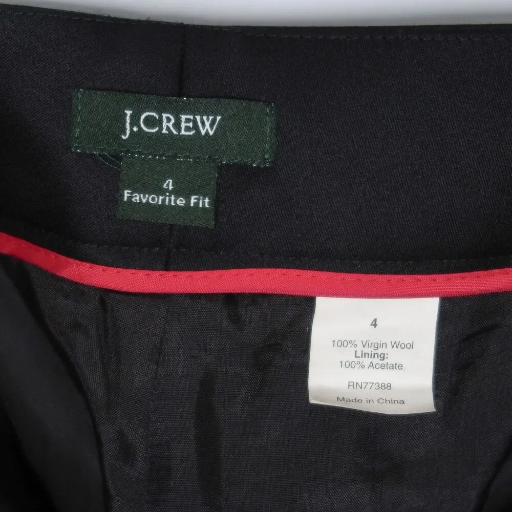J.Crew‎ Womens Favorite Fit Pants Size 4 Black Virgin Wool Striped Career 71914